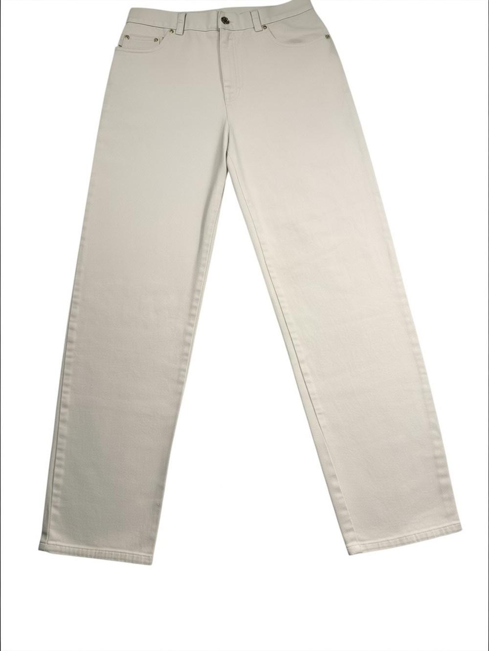Ralph Lauren Size 10 Women's Cream Straight-Leg Cotton Jeans